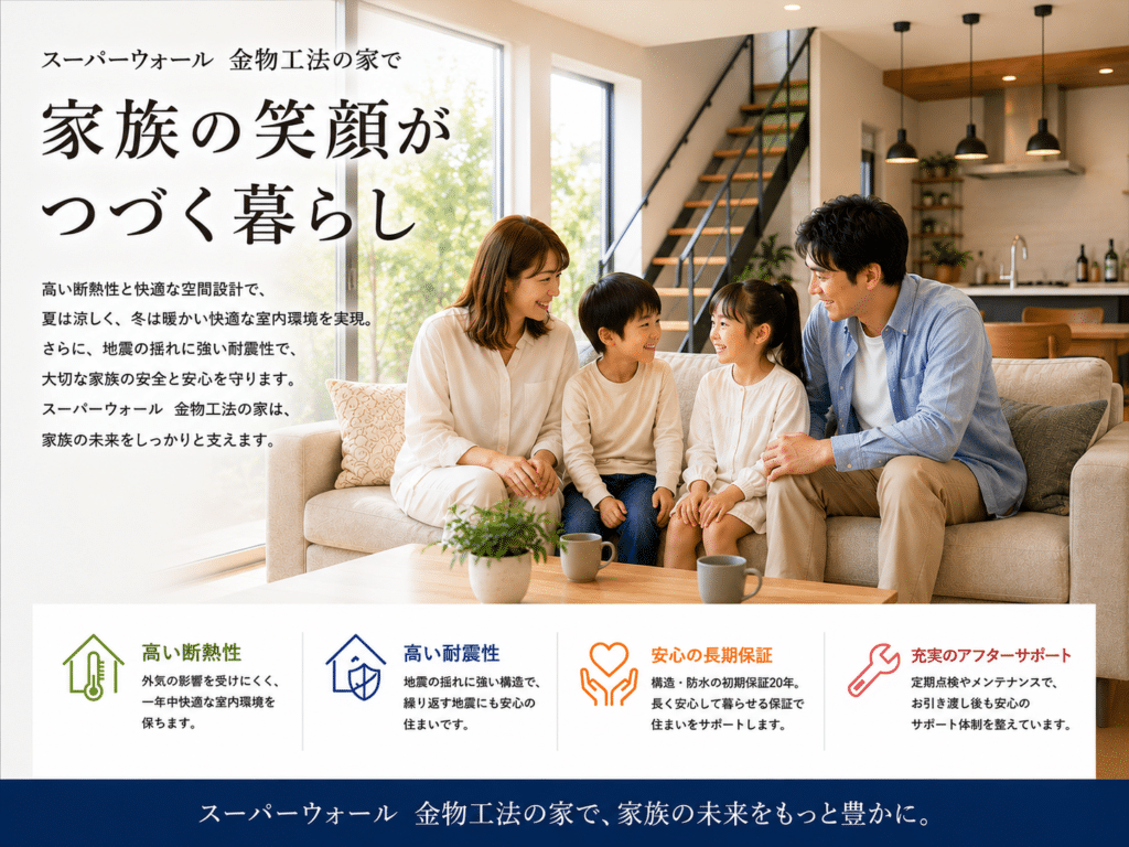 高断熱・高耐震で家族の快適と安心を支えるスーパーウォール金物工法