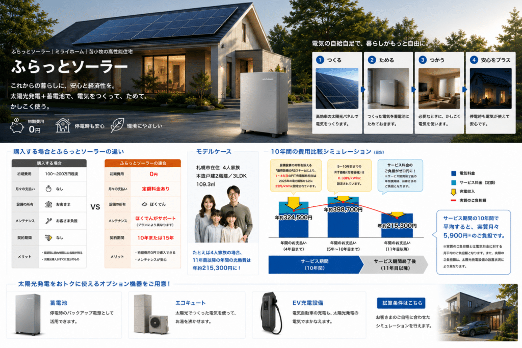 太陽光発電を搭載したミライホームの住宅