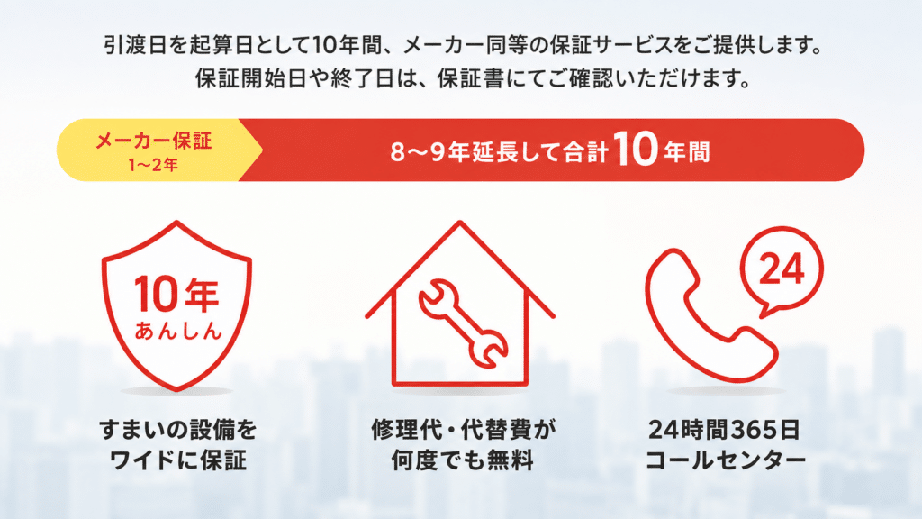 住宅設備保証10年・修理代と代替費用無料・24時間365日受付の保証サービス