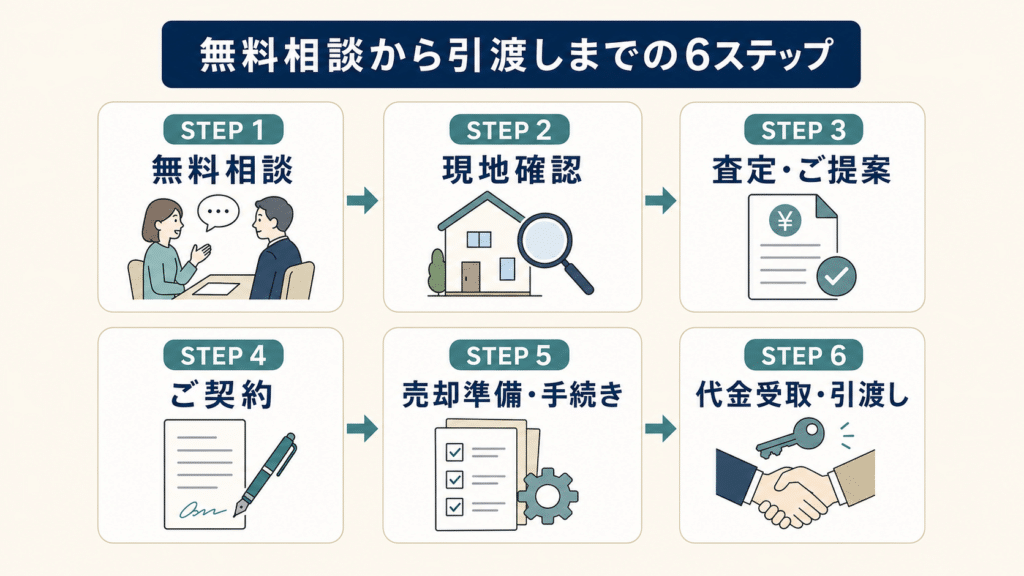 相続不動産の無料相談から売却・引渡しまでの流れ