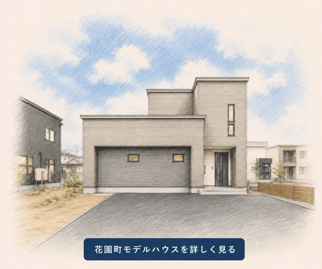 花園町モデルハウスの外観イメージと間取りを詳しく見る