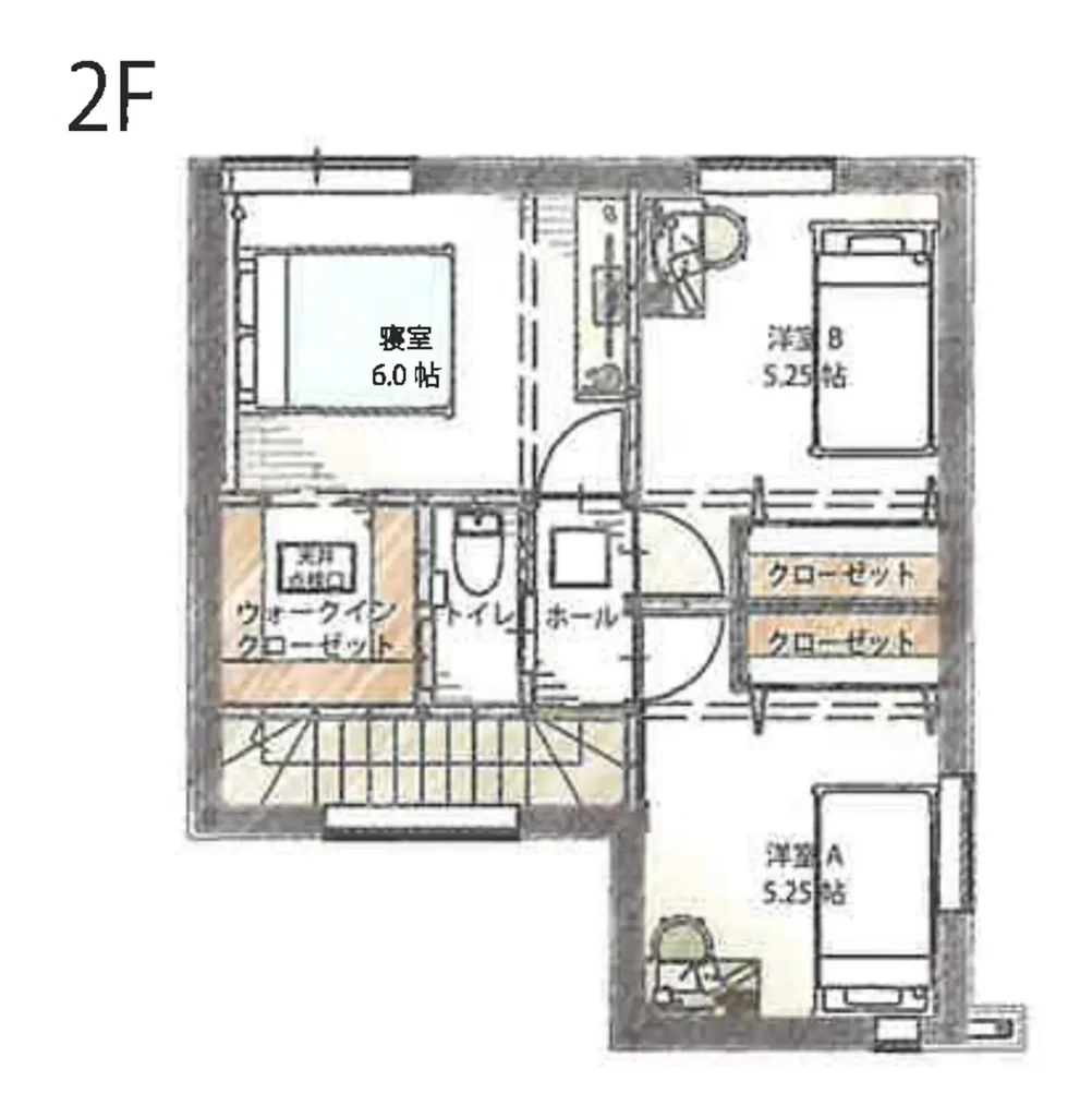苫小牧市花園町モデルハウスの2階間取り図
