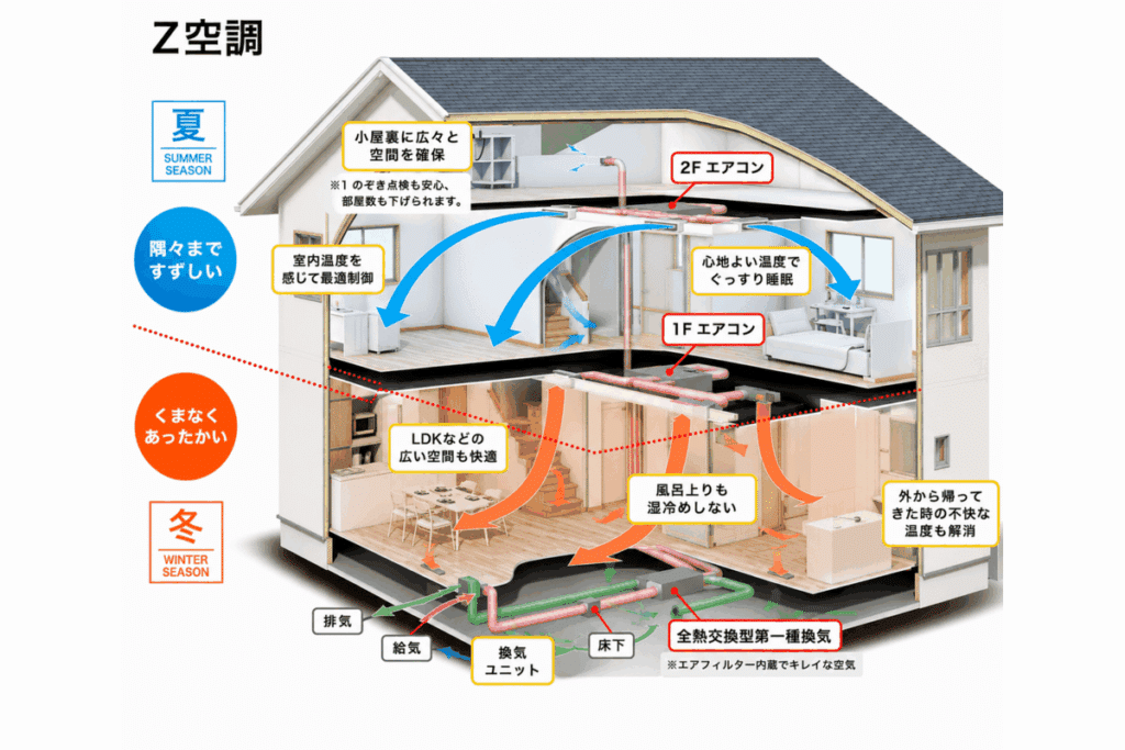 全館空調Z空調で家じゅう快適な温度を保つ室内